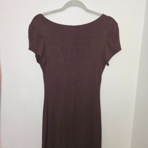 Vintage Y2K 00s See You Monday Large Brown Stretch Bodycon Dress - Picture 7 of 9